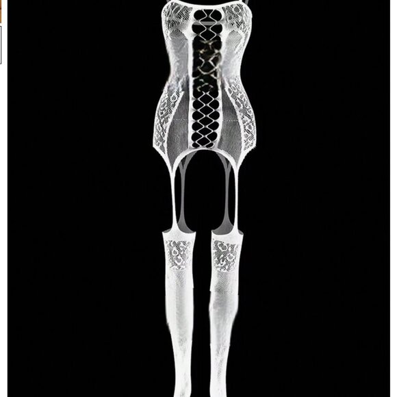 Plus Size Lingerie Women Mesh Bodystocking Hollow Bodysuit - Picture 3 of 3